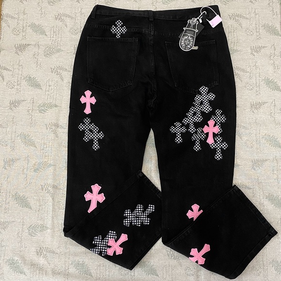 Chrome Hearts Patch Cross Washed Black Jeans Mens Size 32 - Picture 6 of 8